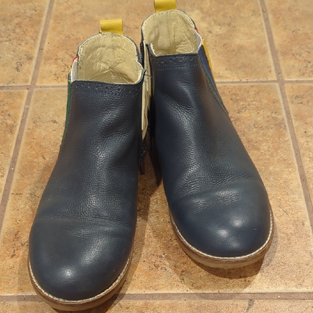 Boden Navy 38 Leather Ankle Boots with Rainbow Stripes - Picture 6 of 7